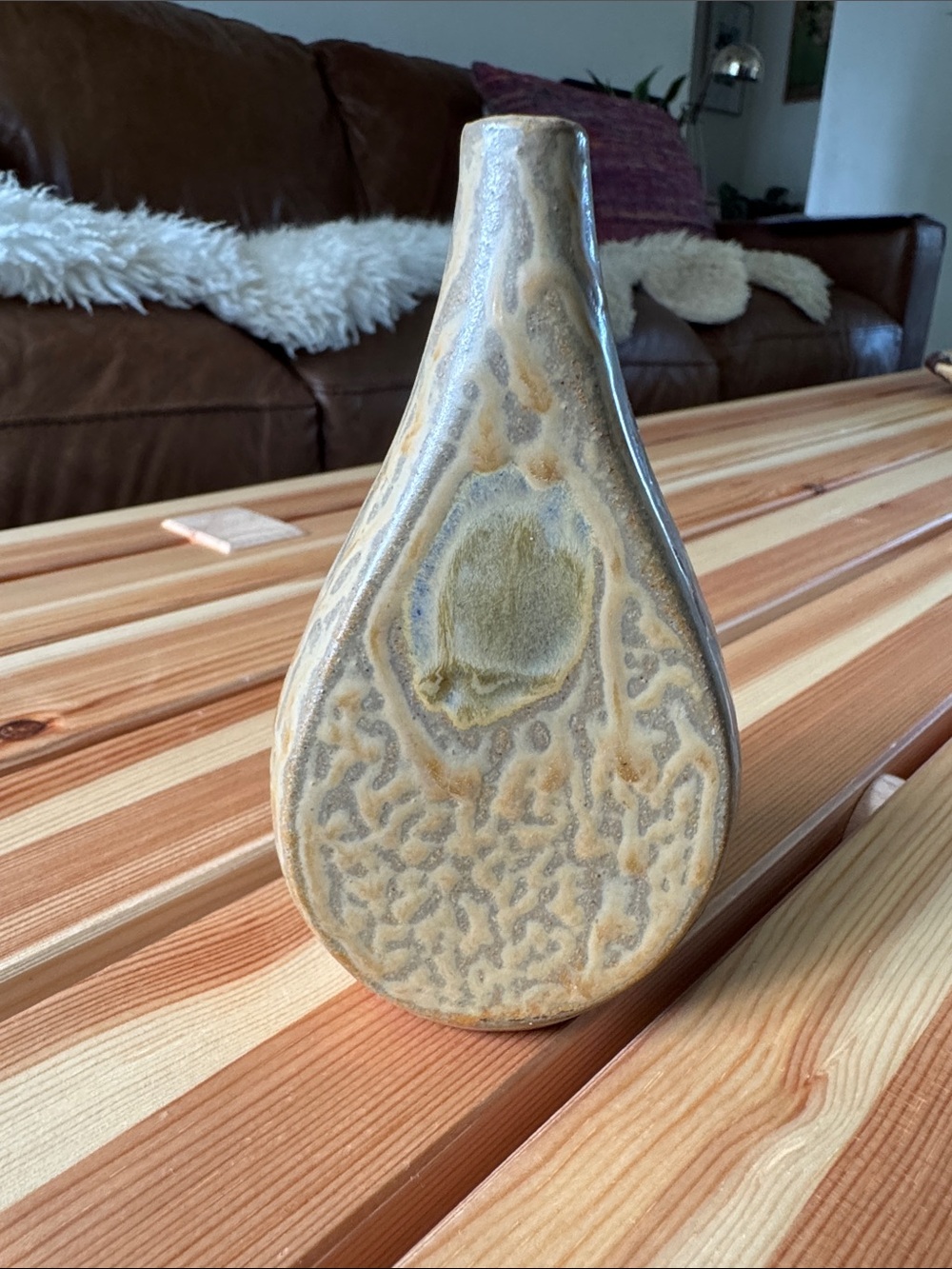 Handcrafted Beige Ceramic bud vase